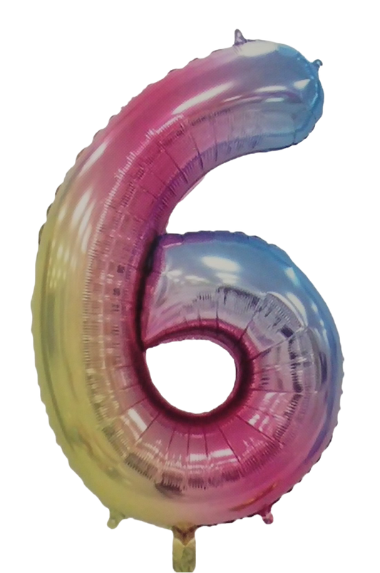 Casey 102Cm Rainbow Balloon Number 6