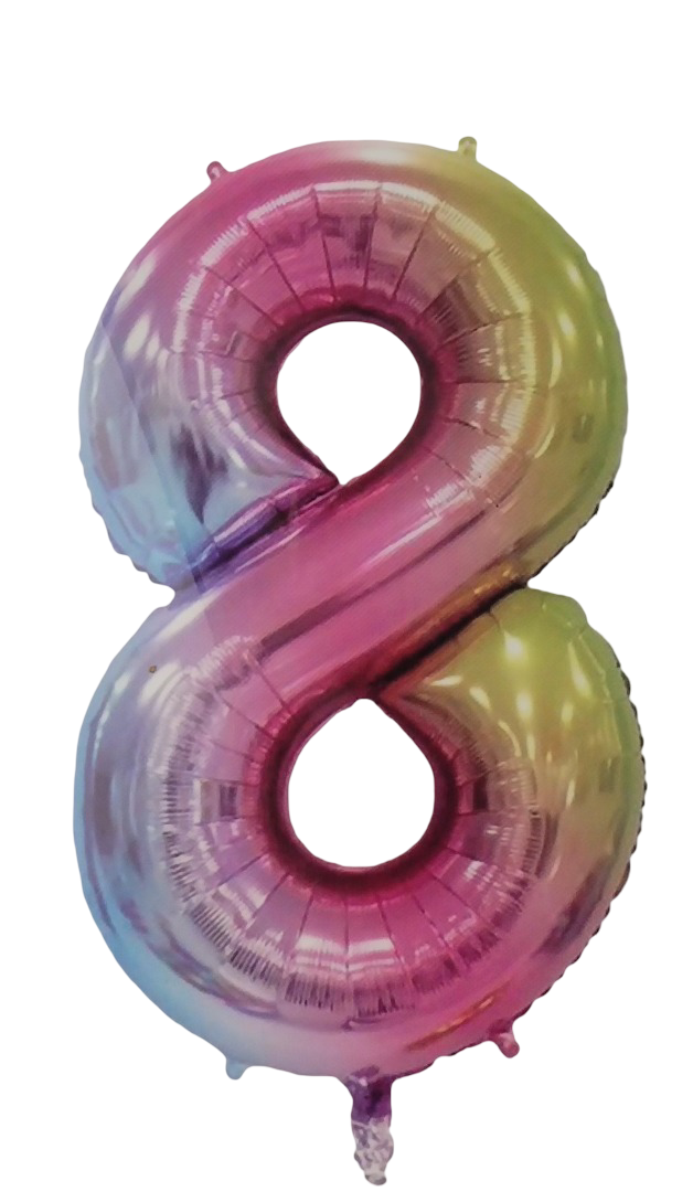 Casey 102Cm Rainbow Balloon Number 8