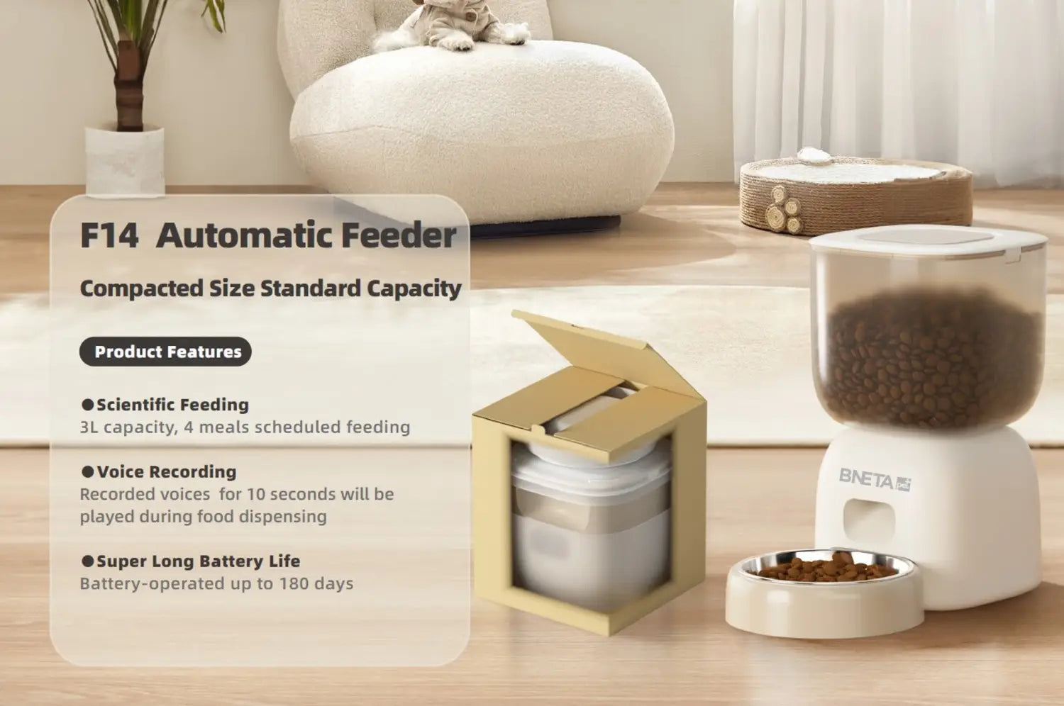 BNETA Automatic Pet Feeder / Water Fountain F14-L Combo