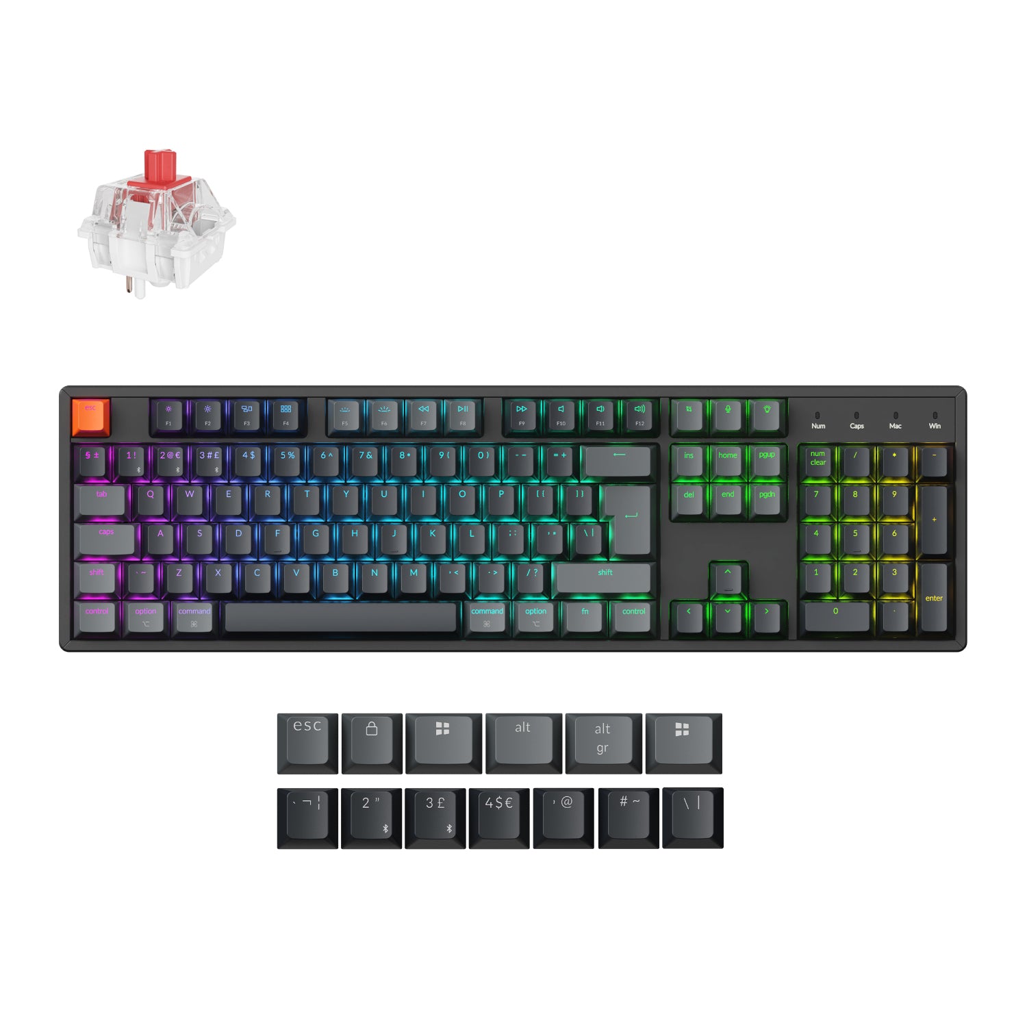 Keychron K10 QMK Full-size RGB Wireless Custom Mechanical Keyboard V.2 (Super RED Switch) – Black - Guards On Duty Shop & Security Guards