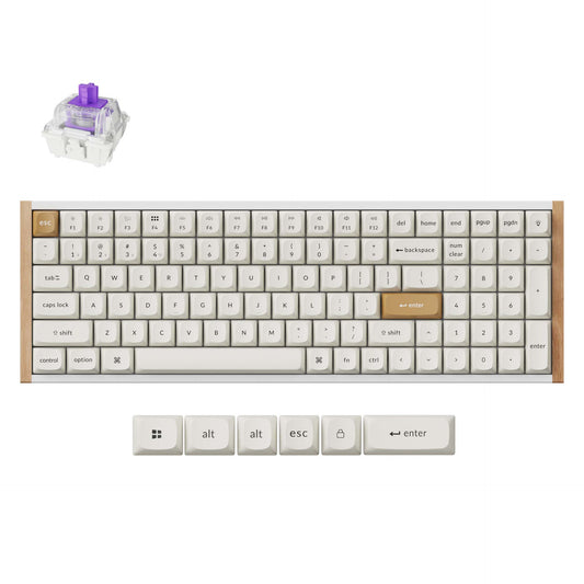 Keychron K4 HE 96% Magnetic Switch Hot-Swap RGB Wireless Keyboard – White (Wood + Aluminium) - Guards On Duty Shop & Security Guards