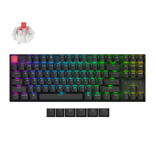 Keychron K8 QMK 80% TKL Wireless Mechanical Keyboard V2 Red Switches - Black - Guards On Duty Shop & Security Guards