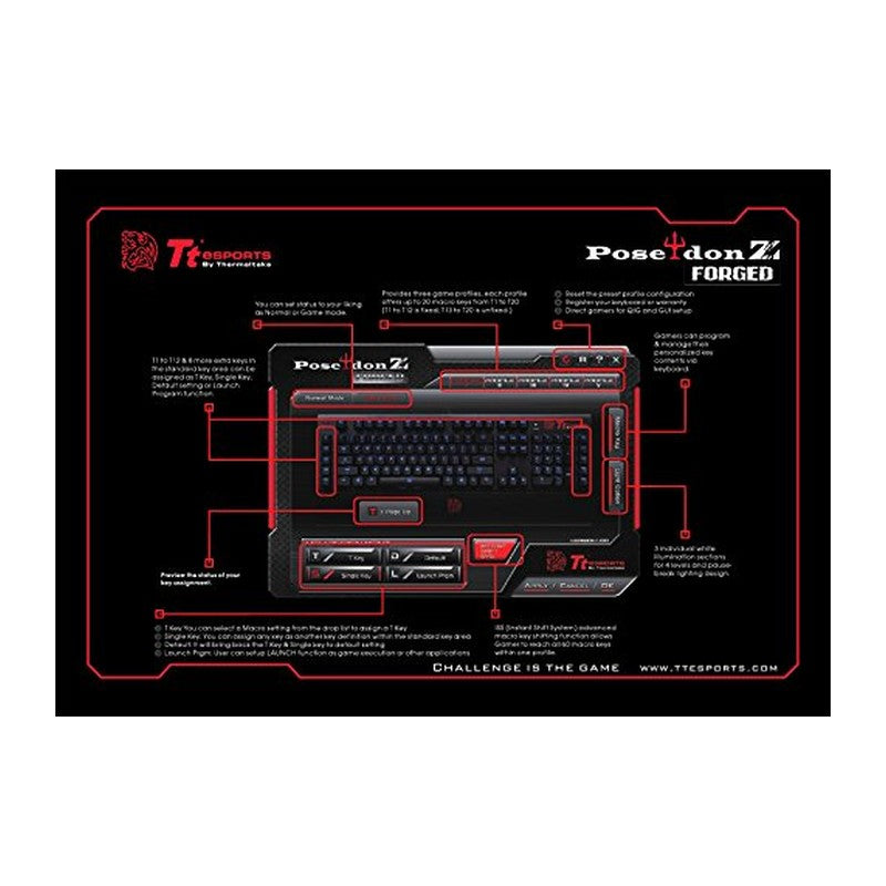 Thermaltake KB-BAZ-KLBLUS-01 - TT KEYBOARD, POSEIDON Z FORGED BLUE/S