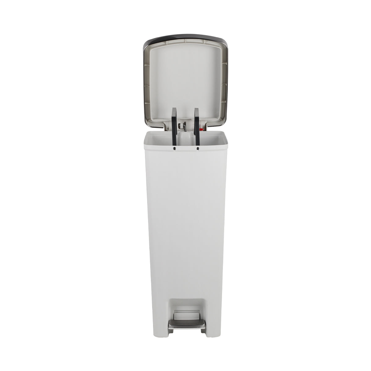 CASA Ravello 45L Pedal & Lid Lift Bin - Plastic - Slim Rectangle - With Wheels - White