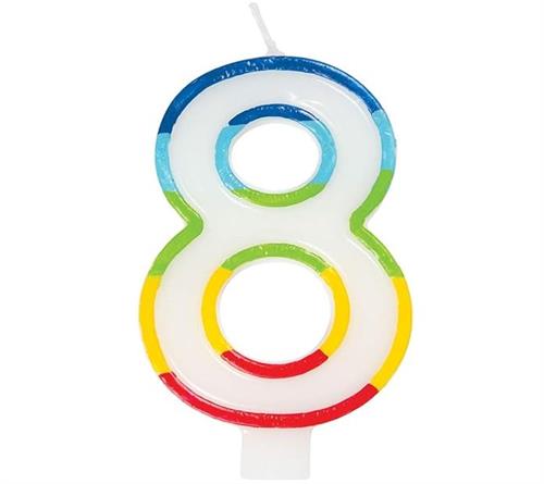 Casey 7Cm Multicolor Numerical Birthday Candle Nr.8