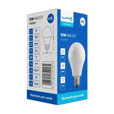 A60 LED Lamp 12W E27 Daylight Illumin8 (10 Pack)
