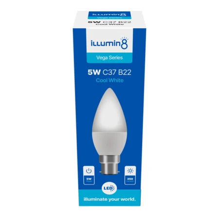 C37 LED Candles 5W B22 Cool Illuming8 (10 Pack)