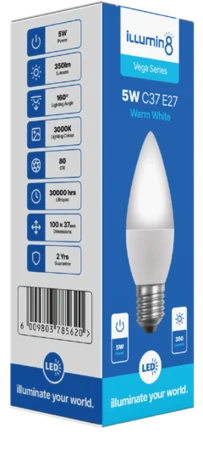 C37 LED Candles 5W E27 Warm Illuming8 (10 Pack)