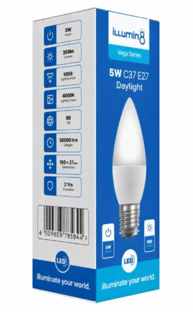 C37 LED Candles 5W E27 Daylight Illuming8 (10 Pack)
