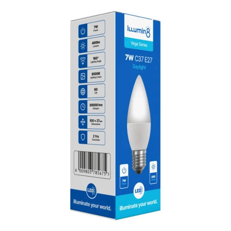 C37 LED Candles 7W E27 Daylight Illuming8 (10 Pack)