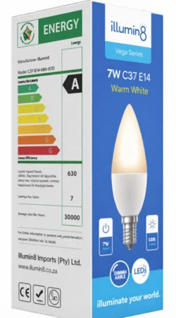 C37 LED Candles 7W E14 Warm Illuming8 (10 Pack)