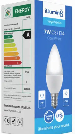 C37 LED Candles 7W E14 Cool Illuming8 (10 Pack)