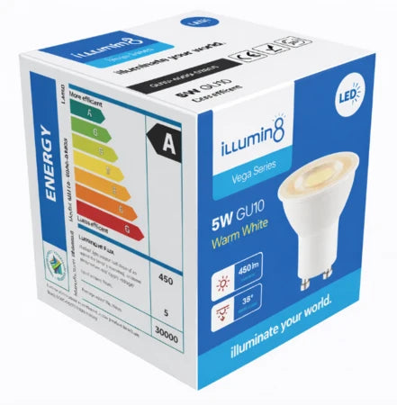 GU10 LED Lamp 5W Warm 38 Angle Illuming8 (10 Pack)