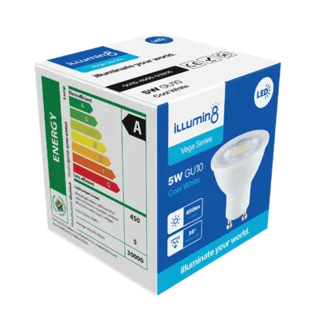 GU10 LED Lamp 5W Cool 38 Angle Illuming8 (10 Pack)