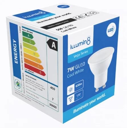 GU10 LED Lamp 7W Cool 38 Angle Illuming8 (10 Pack)