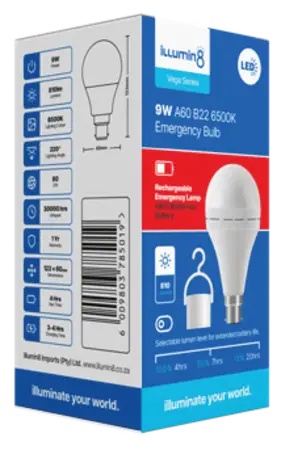 Emergency Lamp A70 9W B22 Daylight Illumin8 (3 Pack)