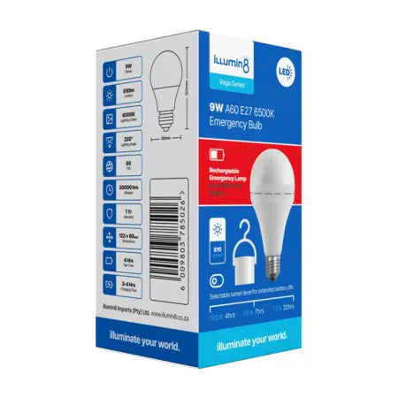 Emergency Lamp A70 9W E27 Daylight Illumin8 (3 Pack)