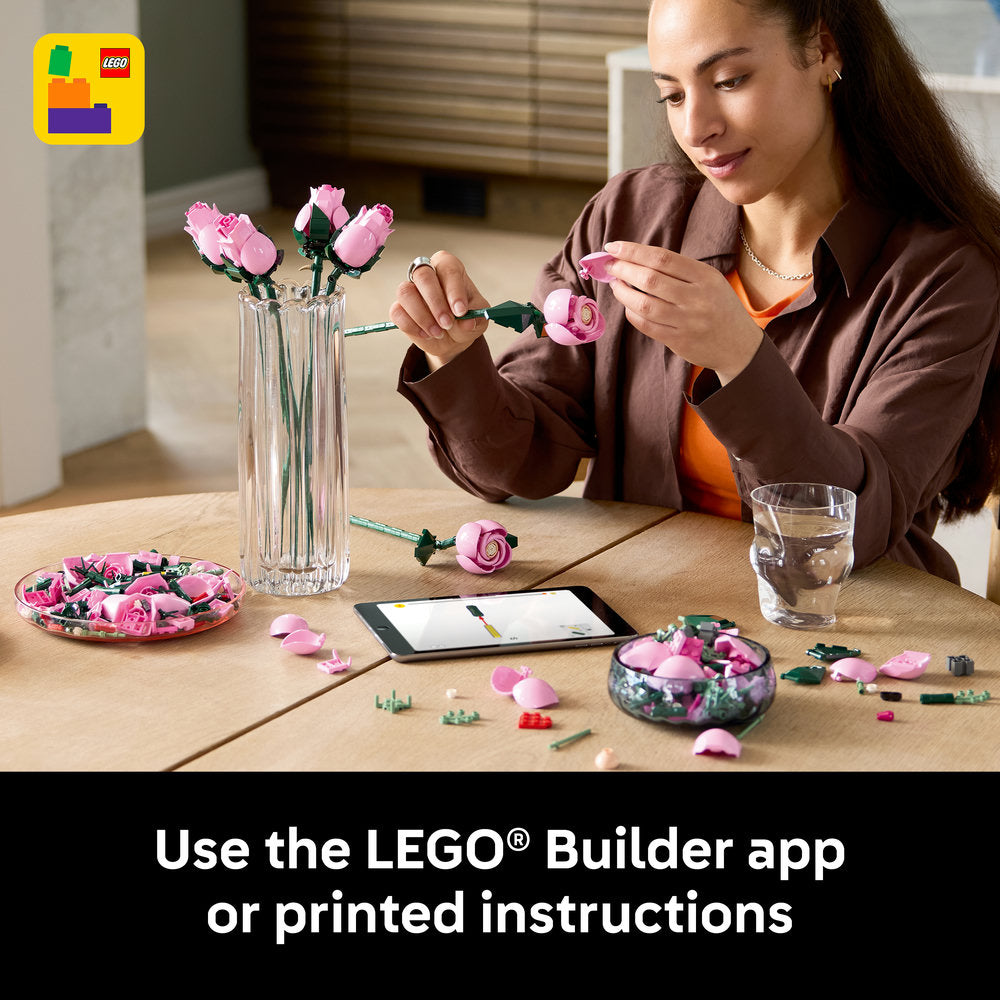 LEGO® Botanicals Bouquet of Pink Roses, Decorative Flowers 10374