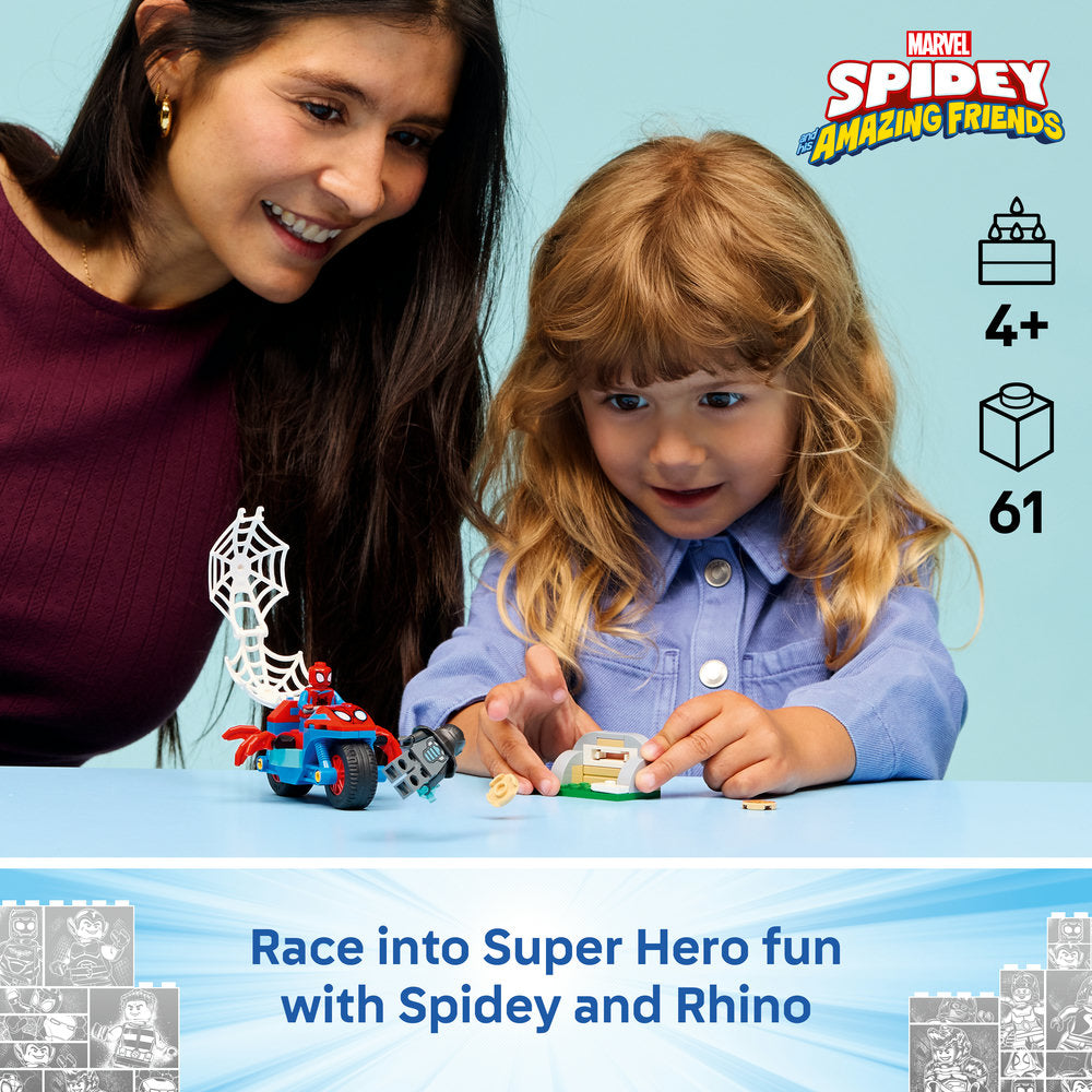 LEGO® ǀ Marvel Spidey And His Amazing Friends Spidey on his Motorcycle vs. Rhino 11206