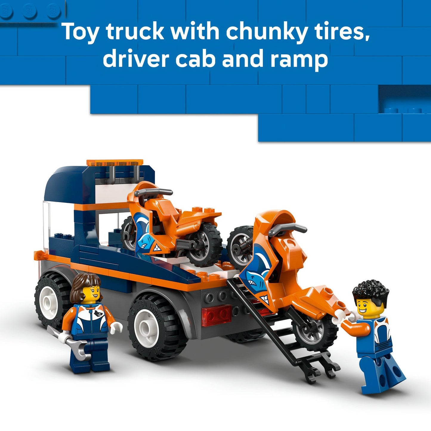 LEGO® City Motorcycle Transporter Toy and 2 Minifigures 60491