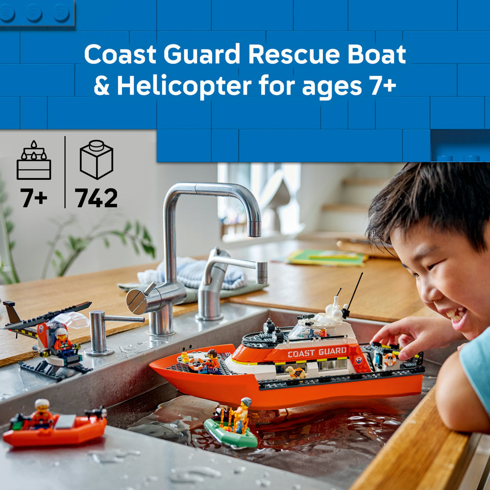 LEGO® City Coast Guard Rescue Boat & Helicopter Playset 60504