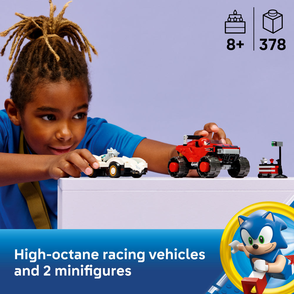 LEGO® Sonic the Hedgehog™ Silver’s Car vs. Knuckles’ Monster Truck Building Toy 77118