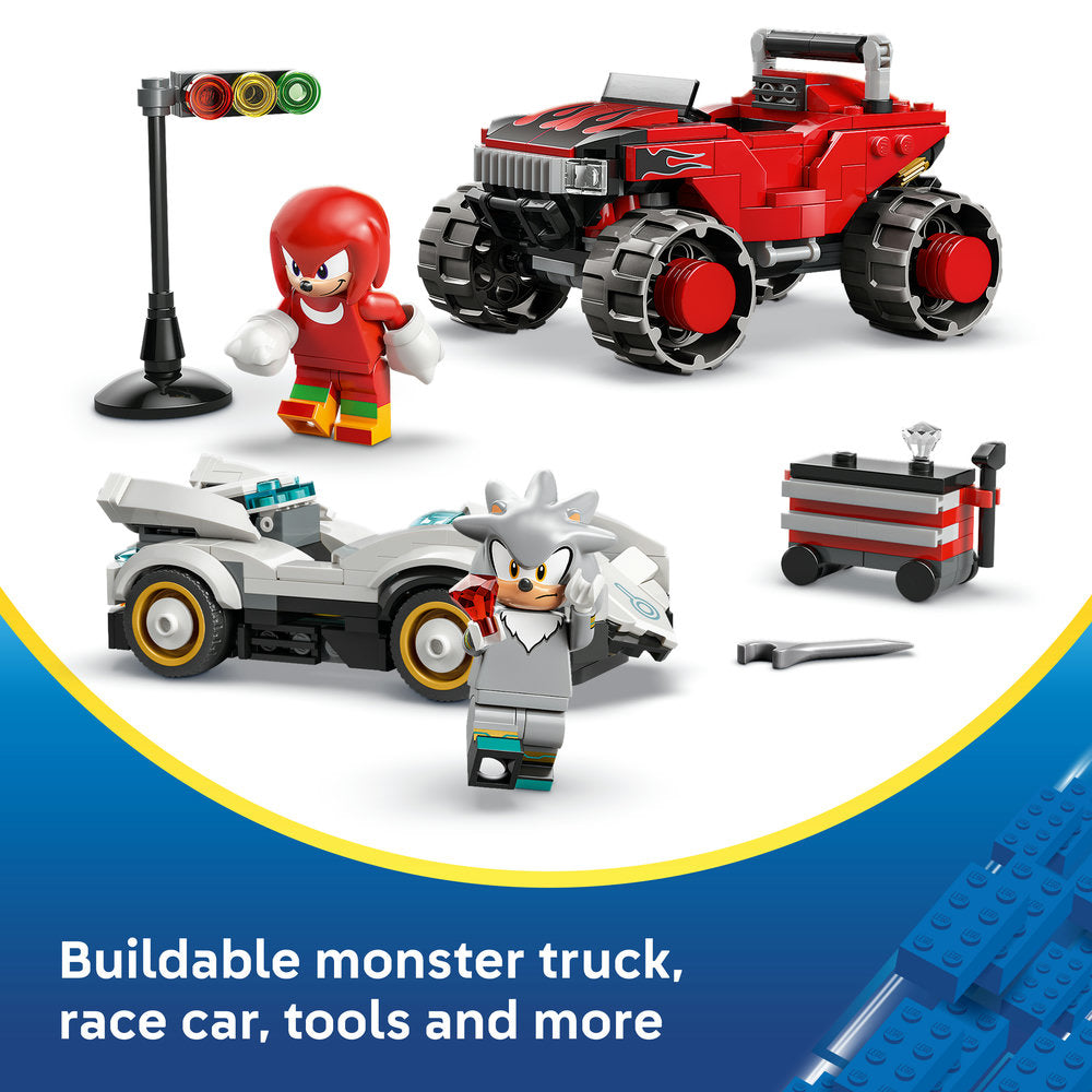 LEGO® Sonic the Hedgehog™ Silver’s Car vs. Knuckles’ Monster Truck Building Toy 77118