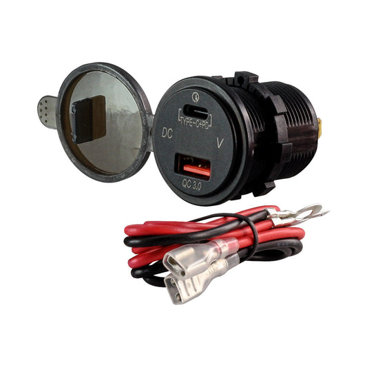Q3 Charger Type-c & Pd, with Voltmeter Black — Lucktech | Guards on Duty Shop
