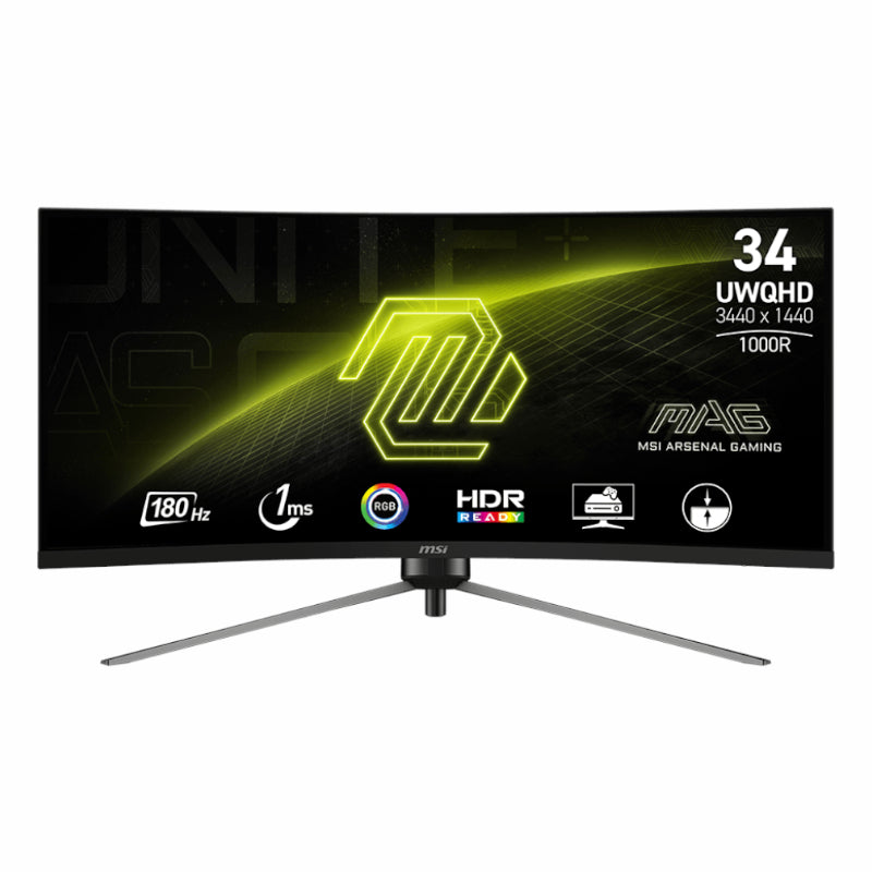 MSI MAG345CQR 34" Curved Gaming Monitor 3440x1440 (UWQHD) VA 1ms 180Hz - Guards On Duty Shop & Security Guards