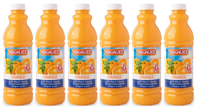 6 x MAGALIES 1 liter Orange 50% Concentrate (Sold 6x 1L Per Case) - Magalies Nectar Juice