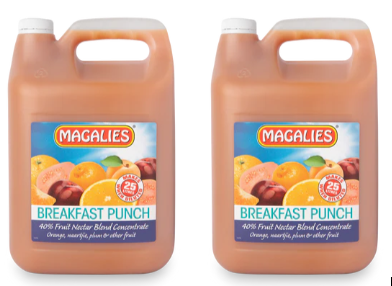 2 x MAGALIES 5 liter Breakfast Punch 40% (Sold 2x 5L Per Case) Magalies Nectar Juice