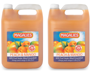 2 x MAGALIES 5 liter Peach Mango 40% (Sold 2x 5L Per Case) Magalies Nectar Juice