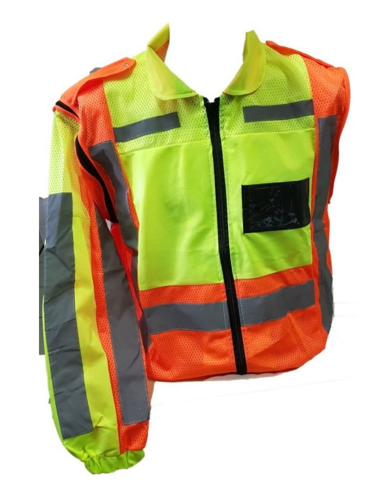 Metro Jacket with Detachable Sleeves Orange/Lime Two Tone Size S-4XL