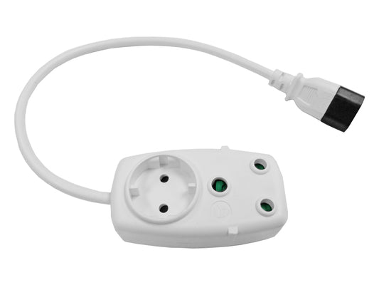 Multi Plug 1x16A 1x5A 0.5m IEC Cord White - Guards On Duty Shop & Security Guards