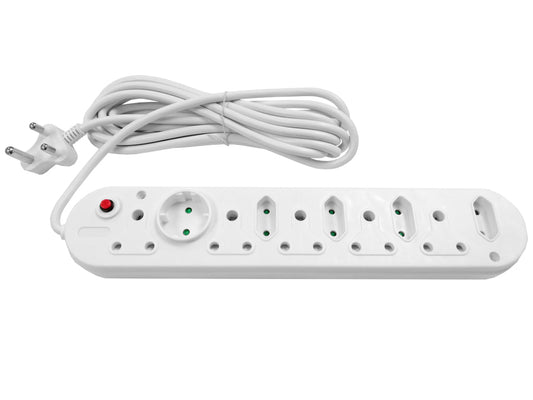 Multi Plug 5x16A 5x5A 5m Cord White - Guards On Duty Shop & Security Guards