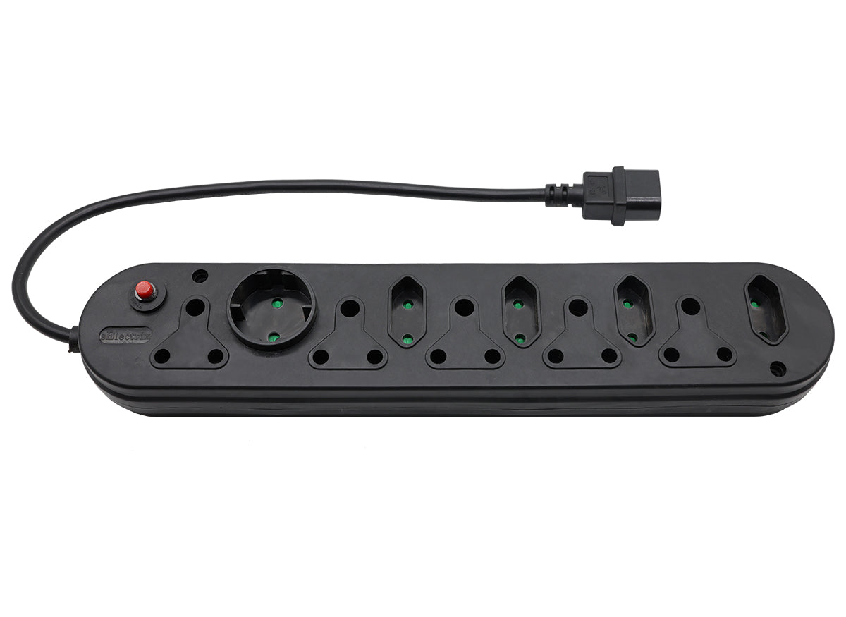 Multi Plug 5x16A 5x5A 0.5m IEC Cord Black - Guards On Duty Shop & Security Guards