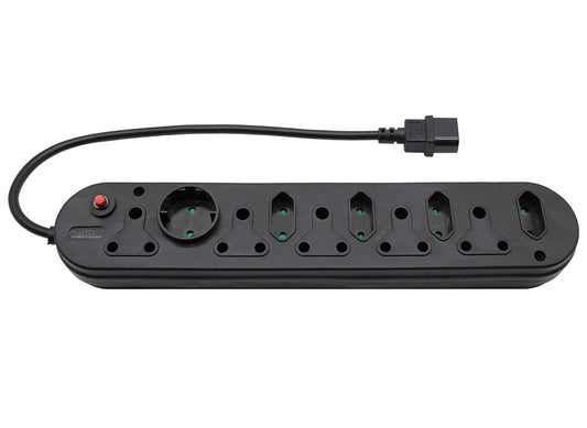 Multi Plug 5x16A 5x5A 0.5m IEC Cord Black - Guards On Duty Shop & Security Guards