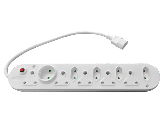 Multi Plug 5x16A 5x5A 0.5m IEC Cord White - Guards On Duty Shop & Security Guards
