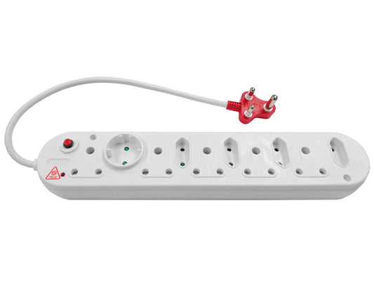 Multi Plug 5x16A 5x5A 0.5m Cord Surge Protected White - Guards On Duty Shop & Security Guards