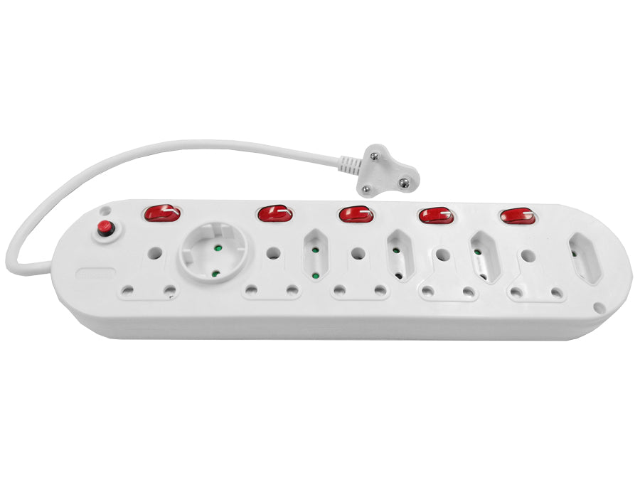 Multi Plug 5x16A 5x5A 0.5m Cord Switched White - Guards On Duty Shop & Security Guards