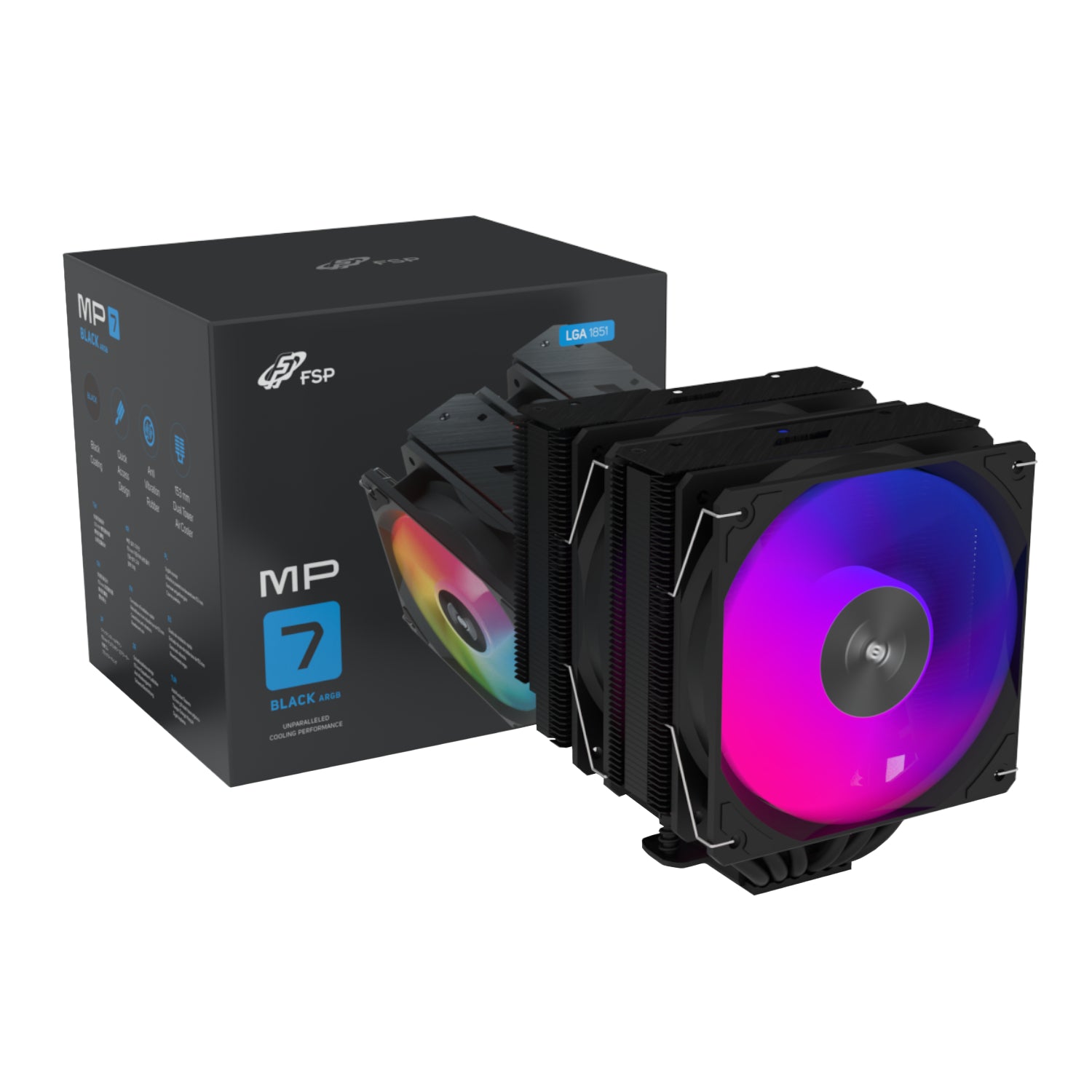 FSP MP7-BA 120mm PWM ARGB CPU Air Cooler - Black - Guards On Duty Shop & Security Guards