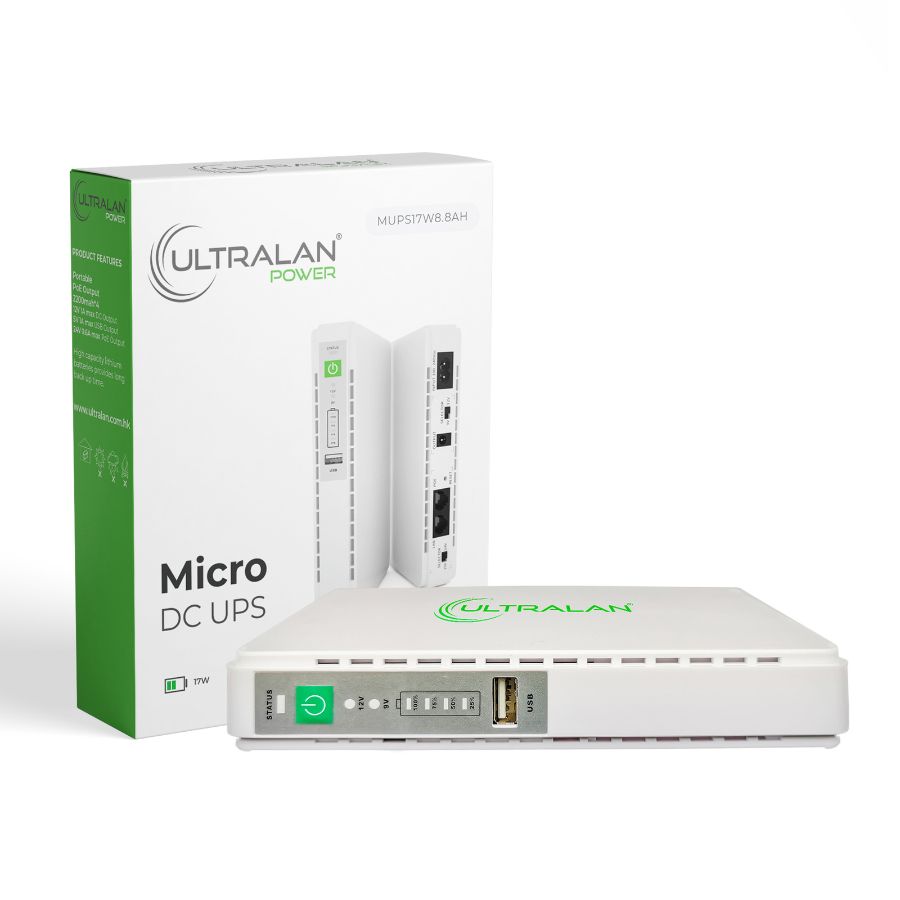 UltraLAN Mini UPS (DC, USB & PoE) – 17W 8.8AH