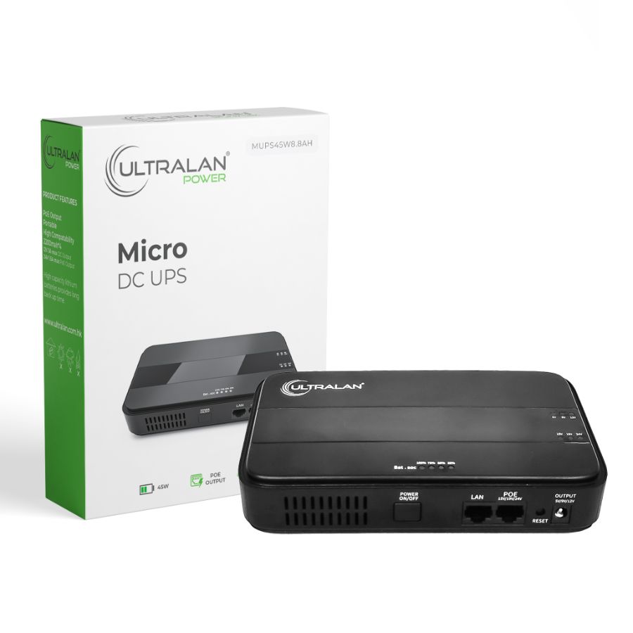UltraLAN Mini UPS (DC & PoE) – 45W 8.8AH