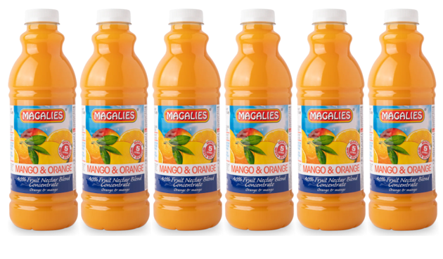 6 x MAGALIES 1 liter Mango / Orange Punch 40% (Sold 6x 1L Per Case) - Magalies Nectar Juice