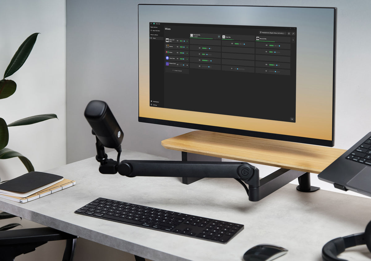 Elgato Wave Mic Arm Pro - Studio-grade boom arm; 780 mm Horizontal reach; 750 mm vertical reach; 150 mm Riser extension.