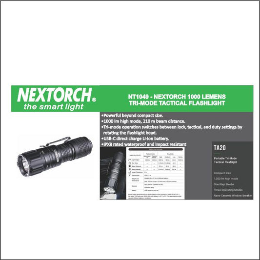 Nextorch TA20 1000 Lumens Tri-Mode Tactical Flashlight