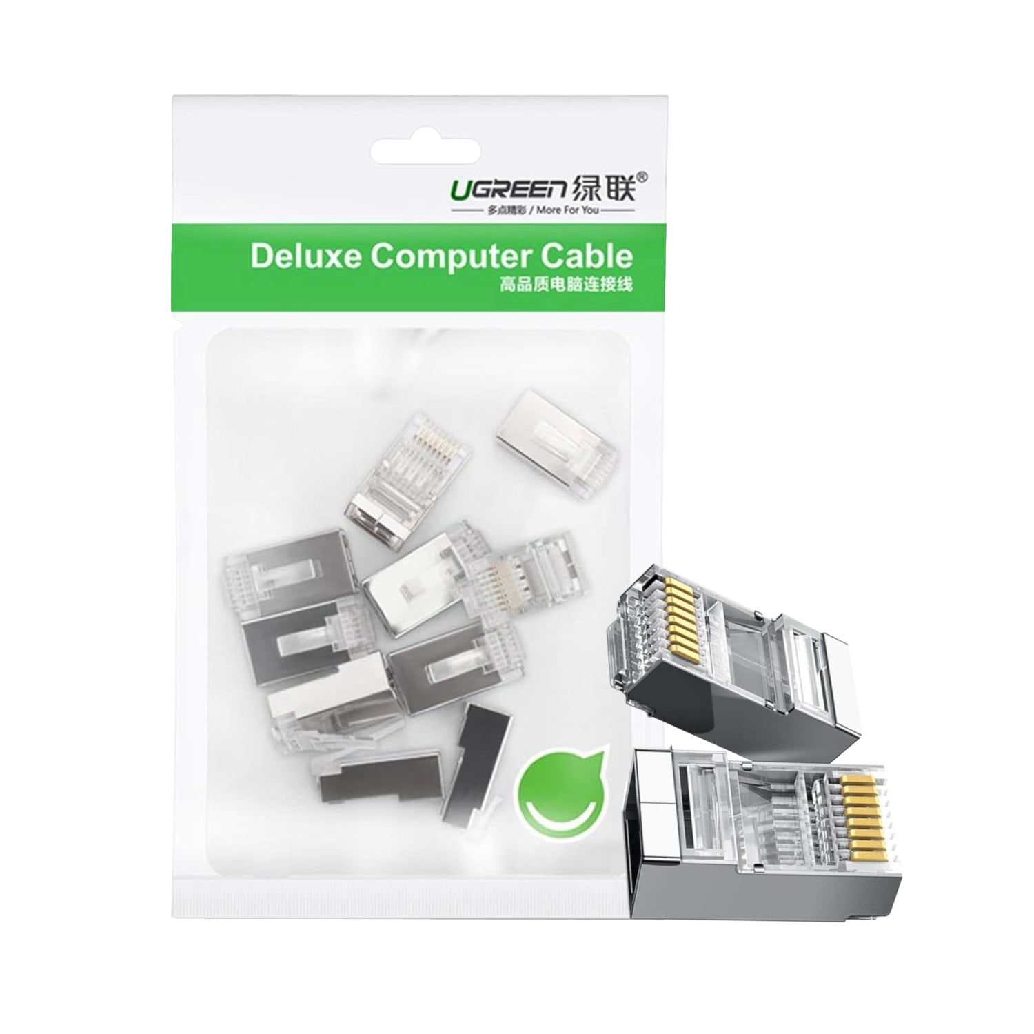 UGREEN NW111 RJ45 Cat6 Ethernet Network Head 100 Pack - Silver/Transparent - Guards On Duty Shop & Security Guards