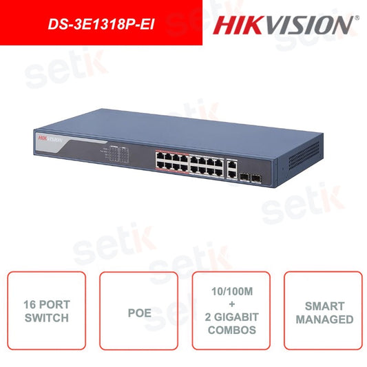 Switch DS-3E1318P-EI 16P PoE Smart - Hikvision | Guards on Duty Shop South Africa