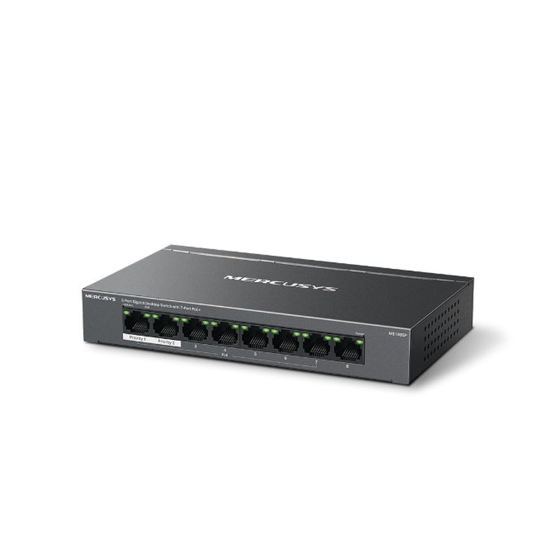 Mercusys MS108GP - Mercusys 8 Port Gigabit Desktop Switch with 7 Port PoE+
