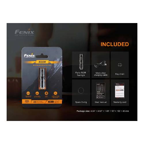 FENIX E02R LED FLASHLIGHT BLACK - Guards On Duty Shop